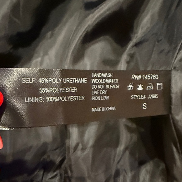 Black Faux Leather Jacket with Silver Buttons - Picture 6 of 6